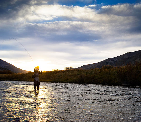 fly fishing on the Upper Weber River, Utah.